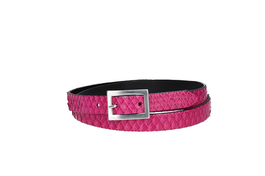 Schlangenledergürtel 20mm Pink und Schließe in Silber - leder-accessoires.com