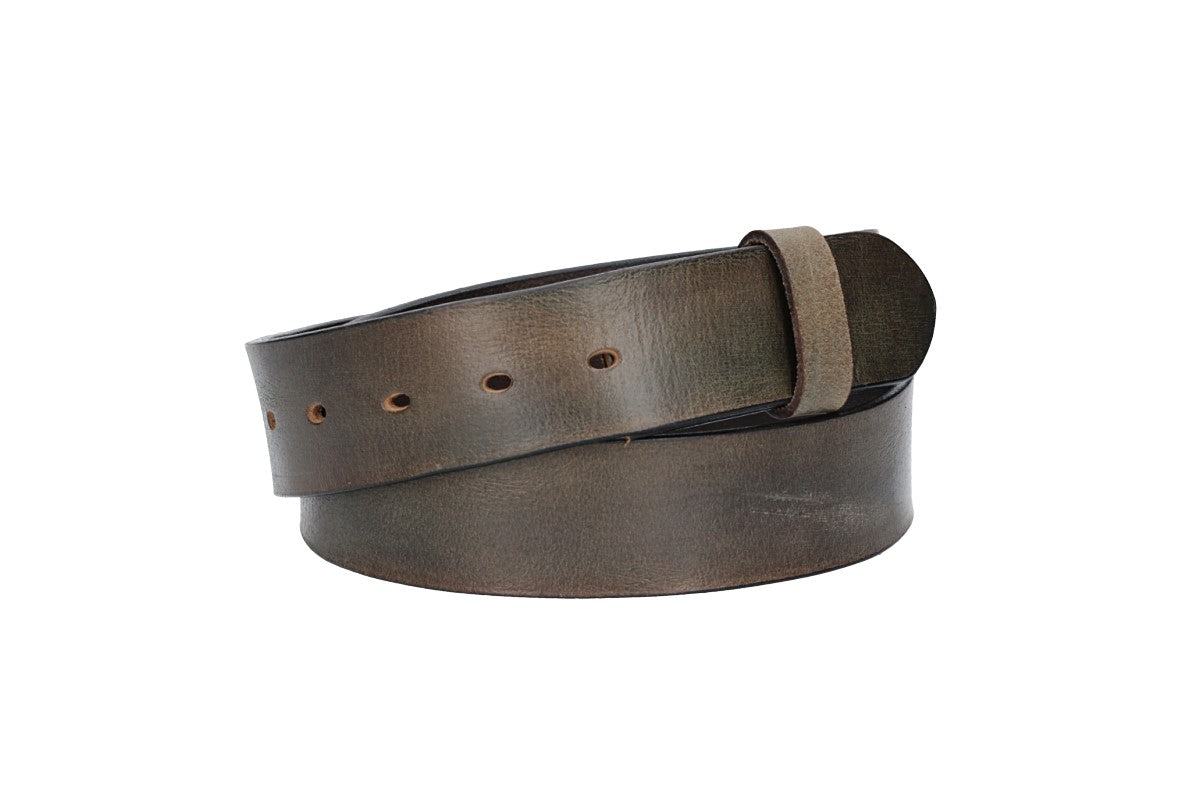 Lederriemen | Gürtelrohling Glanz 40mm in Grau mit Schlaufe und Kapplochteil - leder-accessoires.com