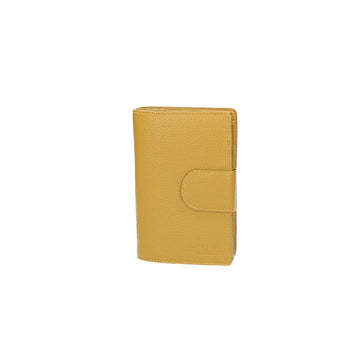 Damenbörse mit Riegel in Gelb|Ocker aus Leder - leder-accessoires.com