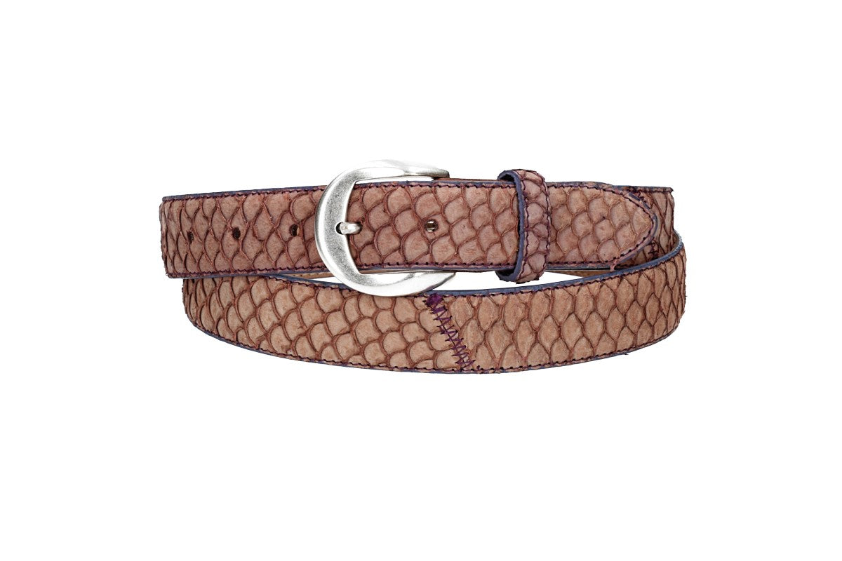 Schlangenledergürtel 30mm Rosa und Dornschließe in Silber - leder-accessoires.com