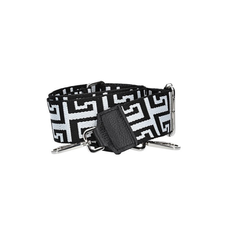 Taschenriemen | Wechselriemen mit Karabiner in Schwarz|Silber - leder-accessoires.com