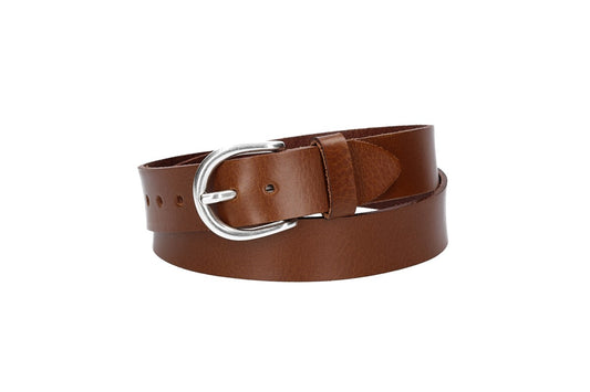 Ledergürtel Kids 25mm in Cognac mit Schließe in Silber - leder-accessoires.com