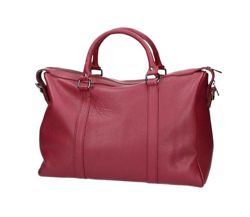 Weekender in Bordeaux mit Reißverschluss aus Leder - leder-accessoires.com