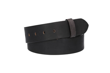 Lederriemen | Gürtelrohling Matt 45mm in Schwarz mit Schlaufe und Kapplochteil - leder-accessoires.com