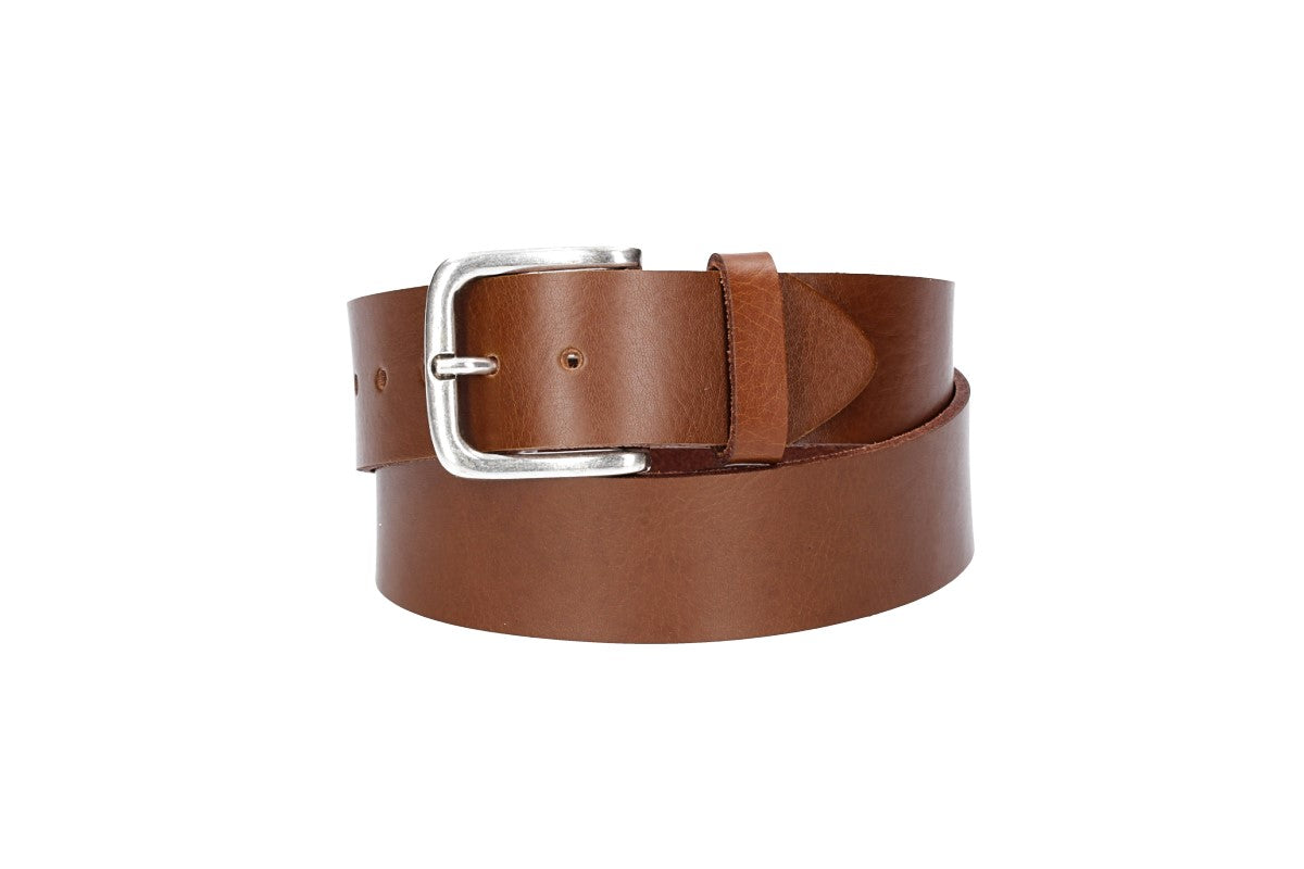 Ledergürtel Kids 30mm in Cognac mit Dornschließe in Silber - leder-accessoires.com