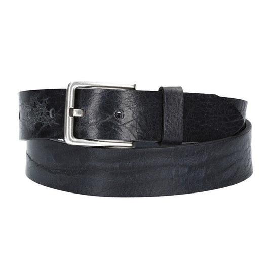 Hochwertiger Ledergürtel 35mm in Blau|Marine mit rustikaler Schließe in Silber - leder-accessoires.com