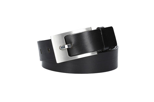 Ledergürtel Überlänge Schwarz 40mm mit Schmuckschließe Silber - leder-accessoires.com