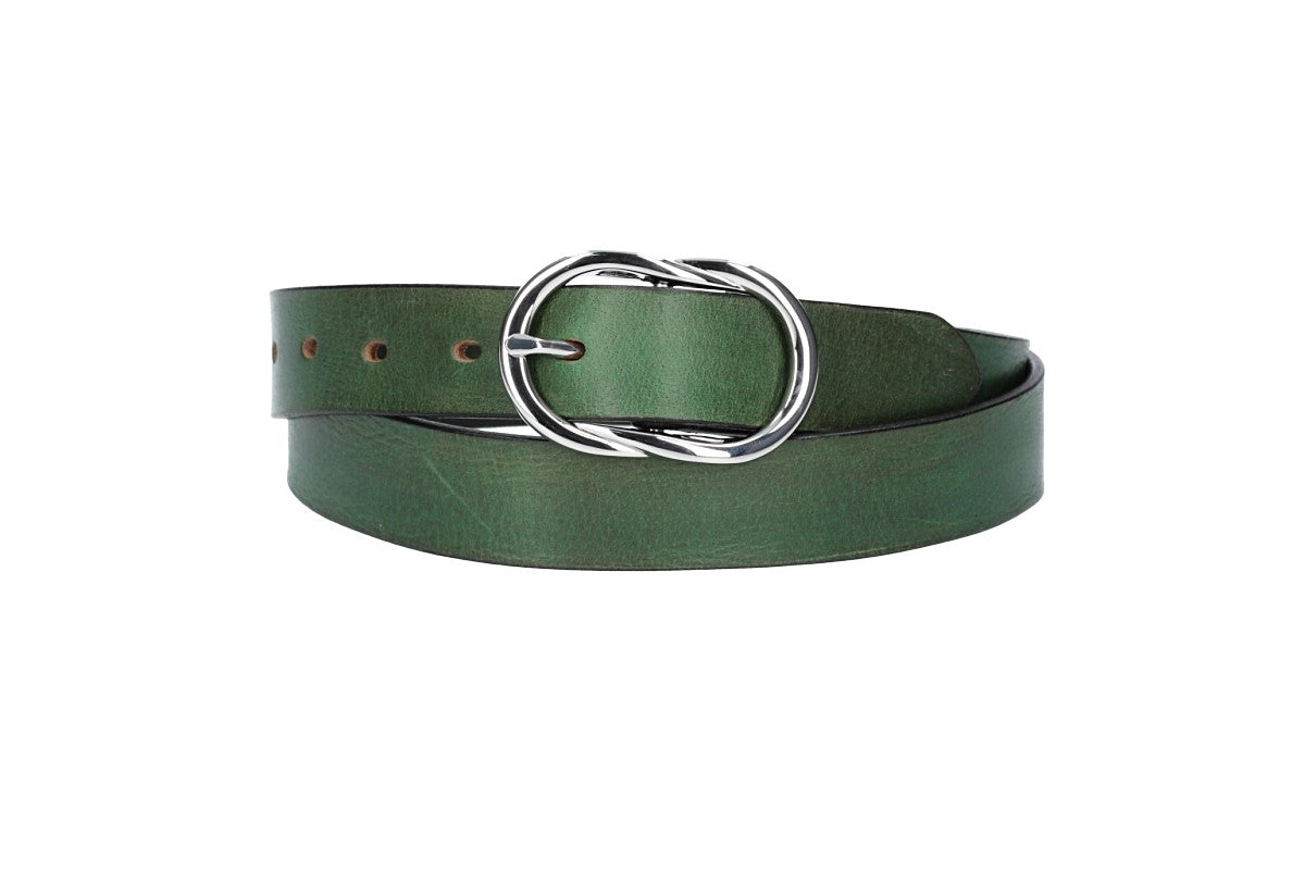 Ledergürtel 30mm in Grün mit Schmuckschließe - leder-accessoires.com