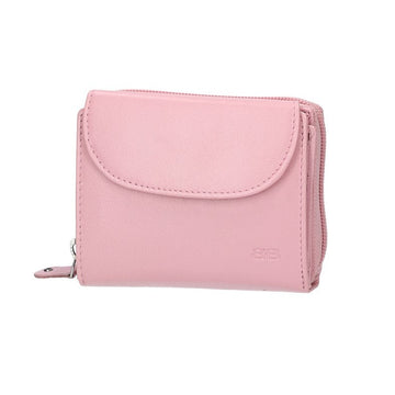 Damenbörse mit Reißverschluss in Rosa aus Leder - leder-accessoires.com