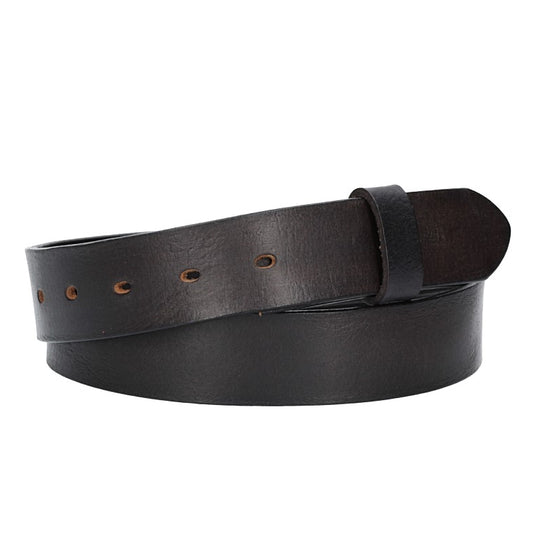 Lederriemen | Gürtelrohling Glanz 35mm in Schwarz mit Schlaufe und Kapplochteil - leder-accessoires.com