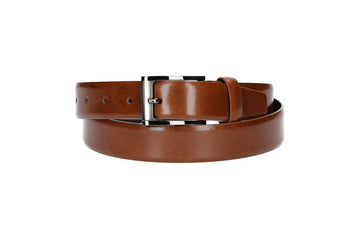 Herren-|Anzugsgürtel 30mm in Cognac mit Dornschließe im Bicoloreffekt - leder-accessoires.com