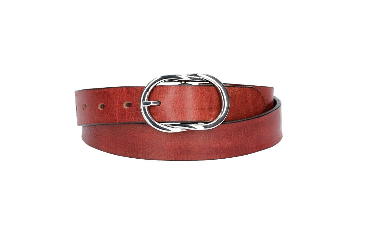 Ledergürtel 30mm in Rot mit Schmuckschließe - leder-accessoires.com