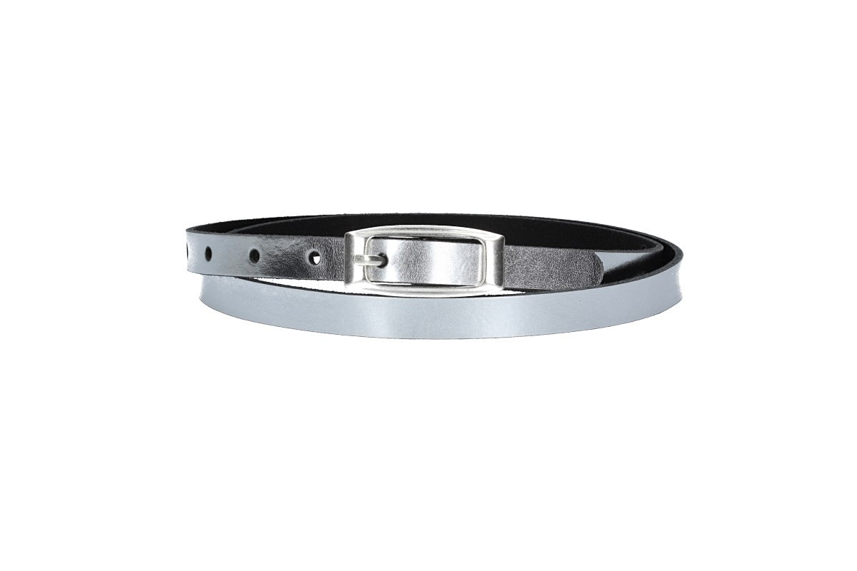 Damen-|Taillengürtel 15mm in Silber-Metallic mit Vollschließe in Silber - leder-accessoires.com