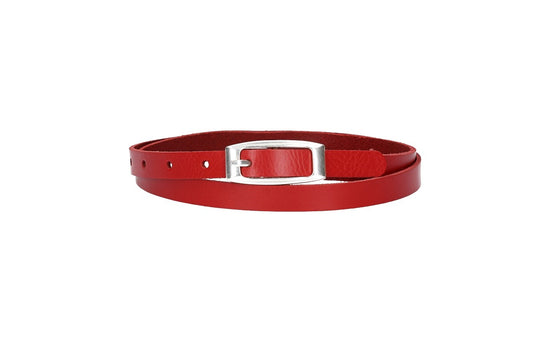 Damen-|Taillengürtel 15mm in Rot mit Vollschließe in Silber - leder-accessoires.com