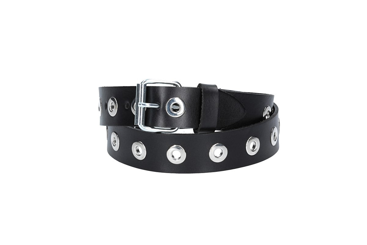 Ledergürtel Kids 25mm in Schwarz mit Ösen und Schließe in Silber - leder-accessoires.com