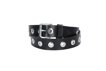 Ledergürtel Kids 25mm in Schwarz mit Ösen und Schließe in Silber - leder-accessoires.com
