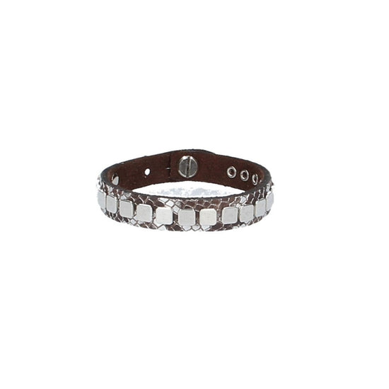 Armband Silber in Echsenoptik mit Nieten aus Leder - leder-accessoires.com