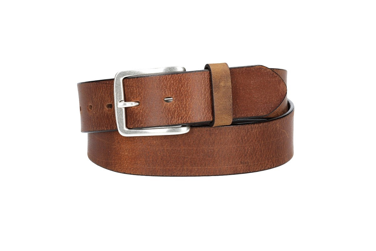 Ledergürtel Light Brown 40mm mit Dornschließe in Silber - leder-accessoires.com