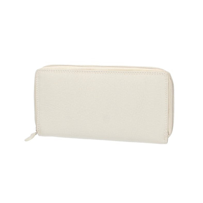 Damenbörse mit Reißverschluss in Beige aus Leder - leder-accessoires.com