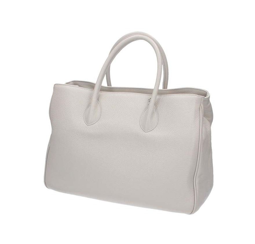 Kurzgrifftasche in Perla|Beige aus Leder - leder-accessoires.com