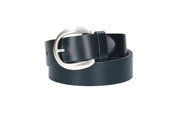 Ledergürtel Überlänge Blau|Marine 40mm mit Schließe in Silber - leder-accessoires.com