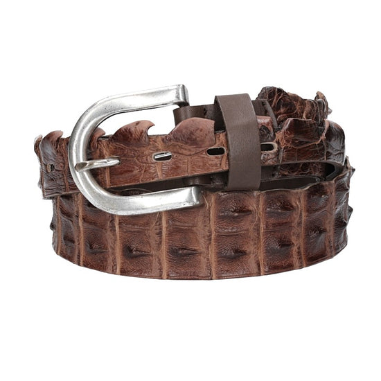 Kroko-Ledergürtel Braun 40mm mit Schließe in Silber - leder-accessoires.com