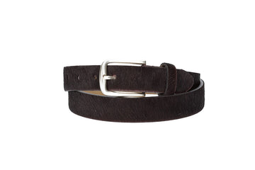 Fellgürtel 30mm in Braun mit Dornschließe in Silber - leder-accessoires.com