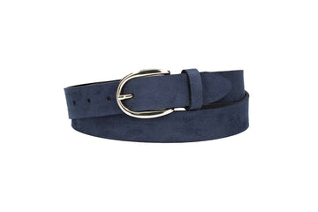 Veloursledergürtel 30mm in Marine|Dunkelblau mit Dornschließe in Lightgold - leder-accessoires.com
