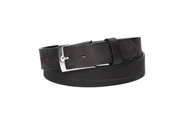 Ledergürtel Schwarz 35mm mit Dornschließe in Silber - leder-accessoires.com