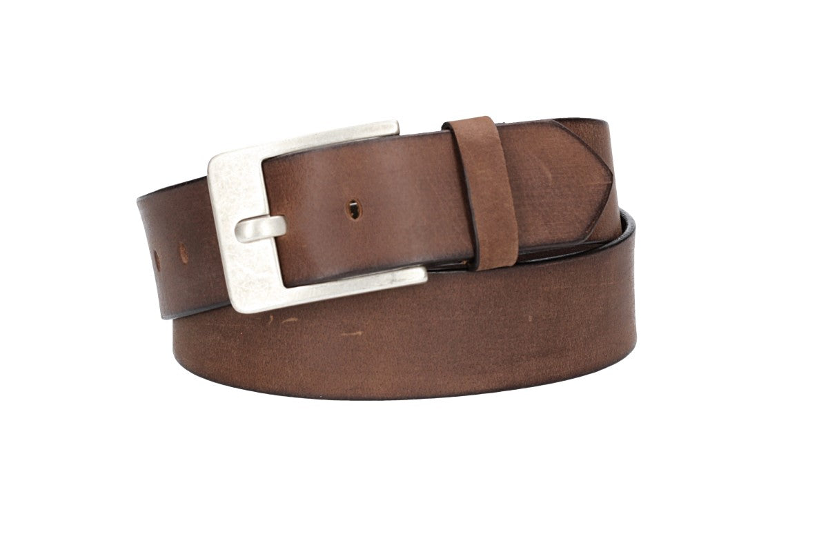 Ledergürtel Braun 45mm mit Dornschließe in Silber - leder-accessoires.com