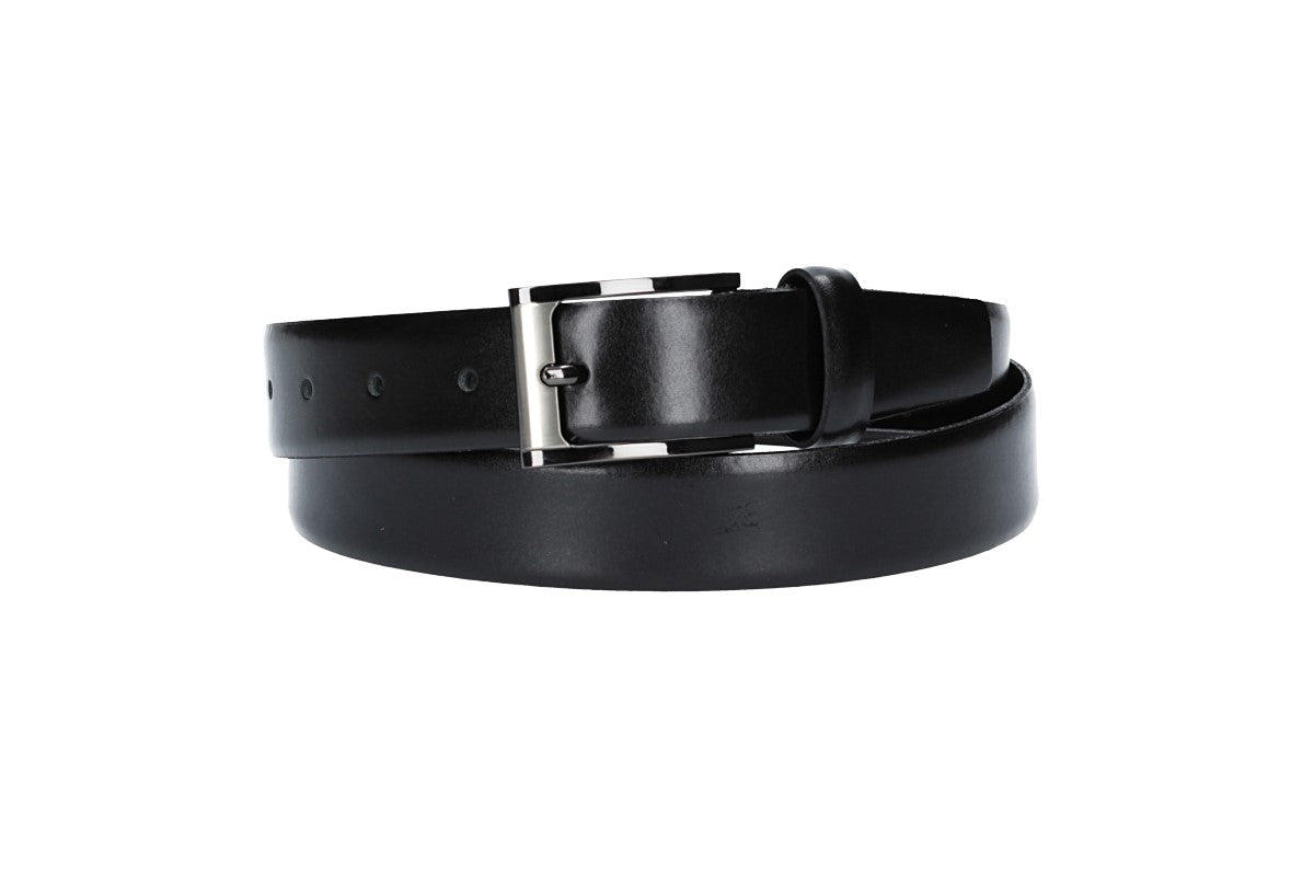Herren-|Anzugsgürtel 30mm in Schwarz mit Dornschließe im Bicoloreffekt - leder-accessoires.com
