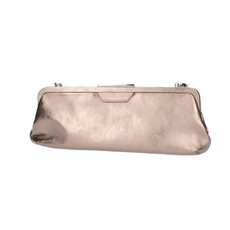 Clutch mit Clipverschluss in Altsilber aus Leder - leder-accessoires.com