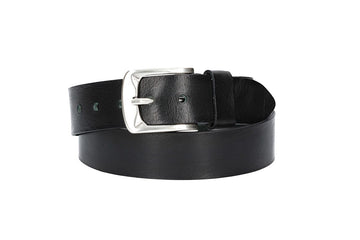 Jeansgürtel 40mm in Dunkelgrün mit Airbrushkante und Dornschließe Altsilber - leder-accessoires.com