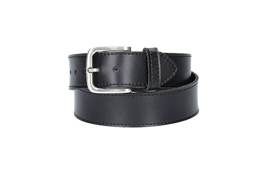 Ledergürtel Kids 30mm abgenäht in Schwarz mit Dornschließe in Silber - leder-accessoires.com