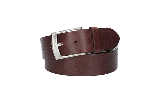 Ledergürtel Überlänge Braun 40mm mit glänzender Schließe in Silber - leder-accessoires.com