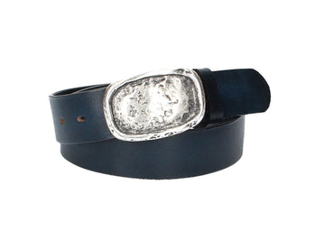 Ledergürtel Blau|Marine 40mm mit Koppelschließe in Used Optik - leder-accessoires.com