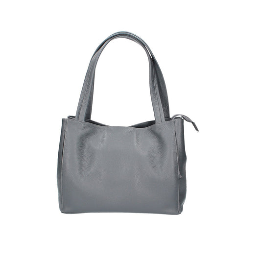 Schultertasche in Grau aus Leder - leder-accessoires.com