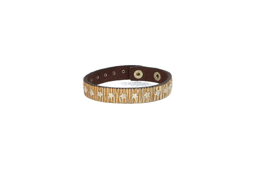 Armband mit Sternen in Gold aus Leder - leder-accessoires.com
