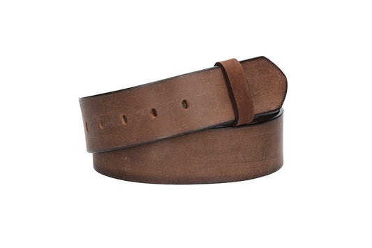 Lederriemen | Gürtelrohling Matt 45mm in Braun mit Schlaufe und Kapplochteil - leder-accessoires.com