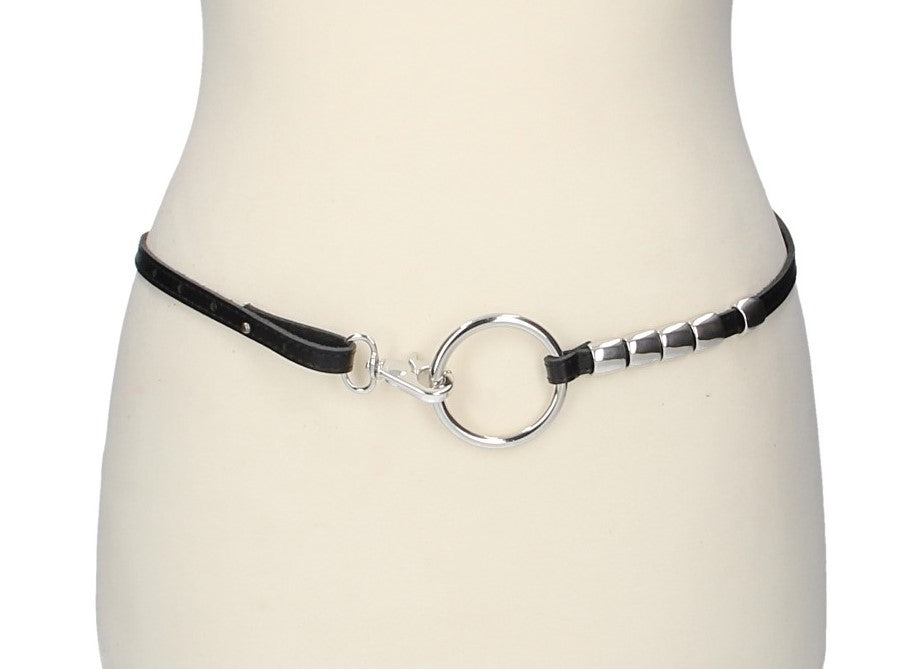 Taillengürtel in Schwarz 1cm mit Karabiner - leder-accessoires.com