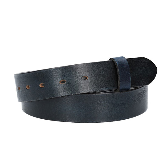 Lederriemen | Gürtelrohling Glanz 35mm in Blau | Marine mit Schlaufe und Kapplochteil - leder-accessoires.com