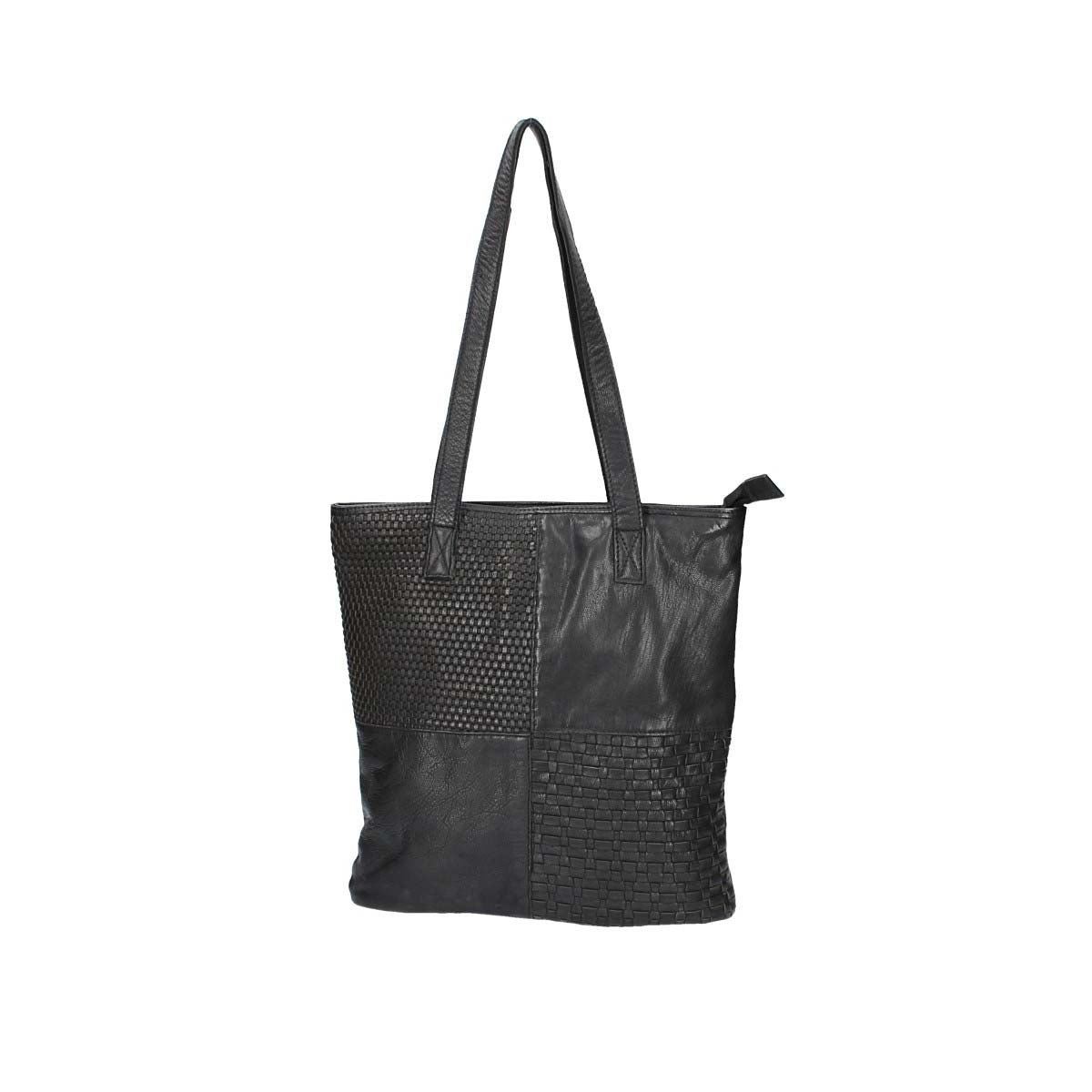 Ledershopper in Schwarz mit verschiedenen Mustern aus Leder - leder-accessoires.com