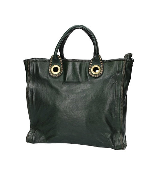 Kurzgrifftasche in Grün aus Leder - leder-accessoires.com