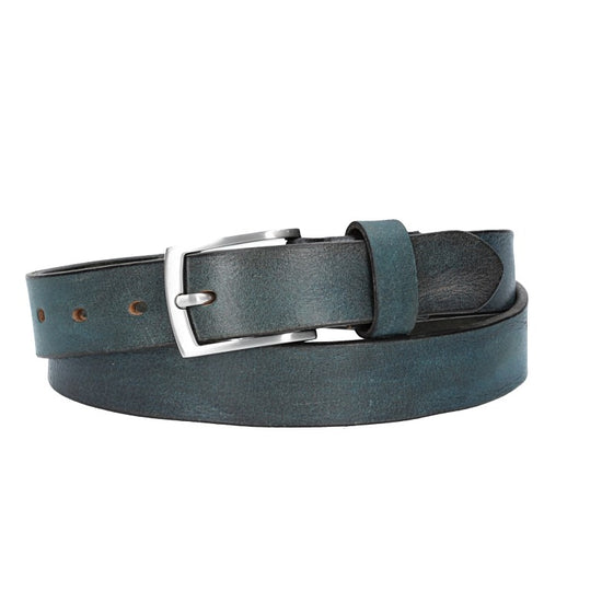 Ledergürtel 30mm in Blau|Marine mit Schließe in Silber - leder-accessoires.com