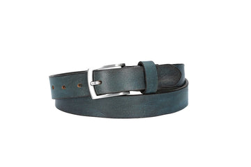 Ledergürtel 30mm in Blau|Marine mit Schließe in Silber - leder-accessoires.com