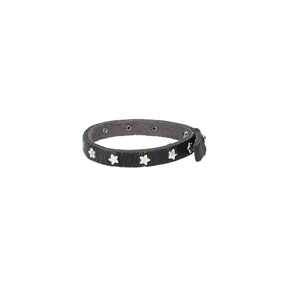 Armband geschlitzt mit Sternennieten in Schwarz aus Leder - leder-accessoires.com