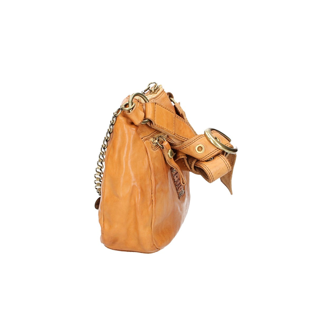Schultertasche in Gelb mit Reißverschluss und Kettenriemen - leder-accessoires.com