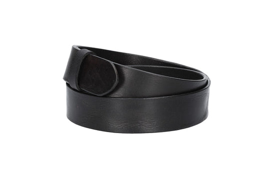 Lederriemen | Gürtelrohling Glanz 40mm in Schwarz mit Schlaufe und Kapplochteil - leder-accessoires.com