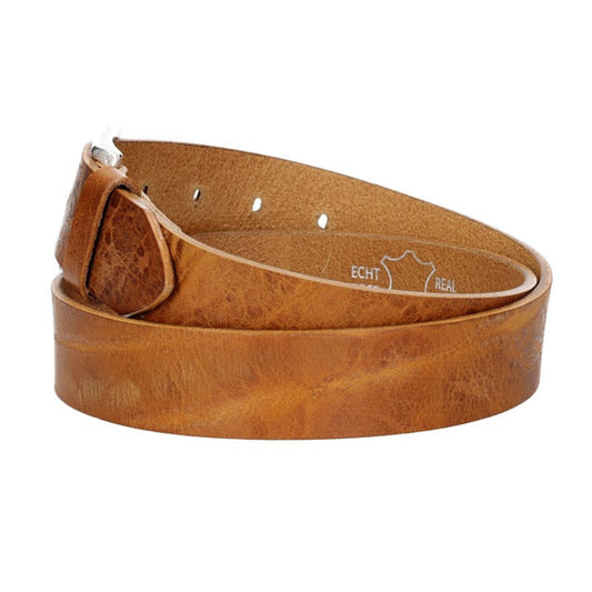 Hochwertiger Ledergürtel 35mm in Gelb|Senfgelb mit rustikaler Schließe in Silber - leder-accessoires.com