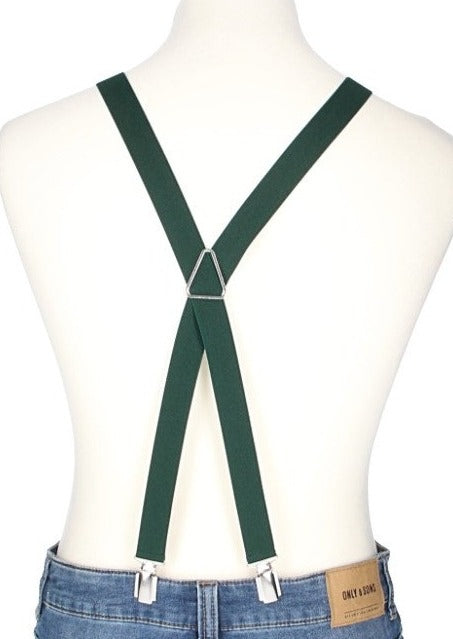Hosenträger Uni Grün 25mm mit Clipverschluss - leder-accessoires.com